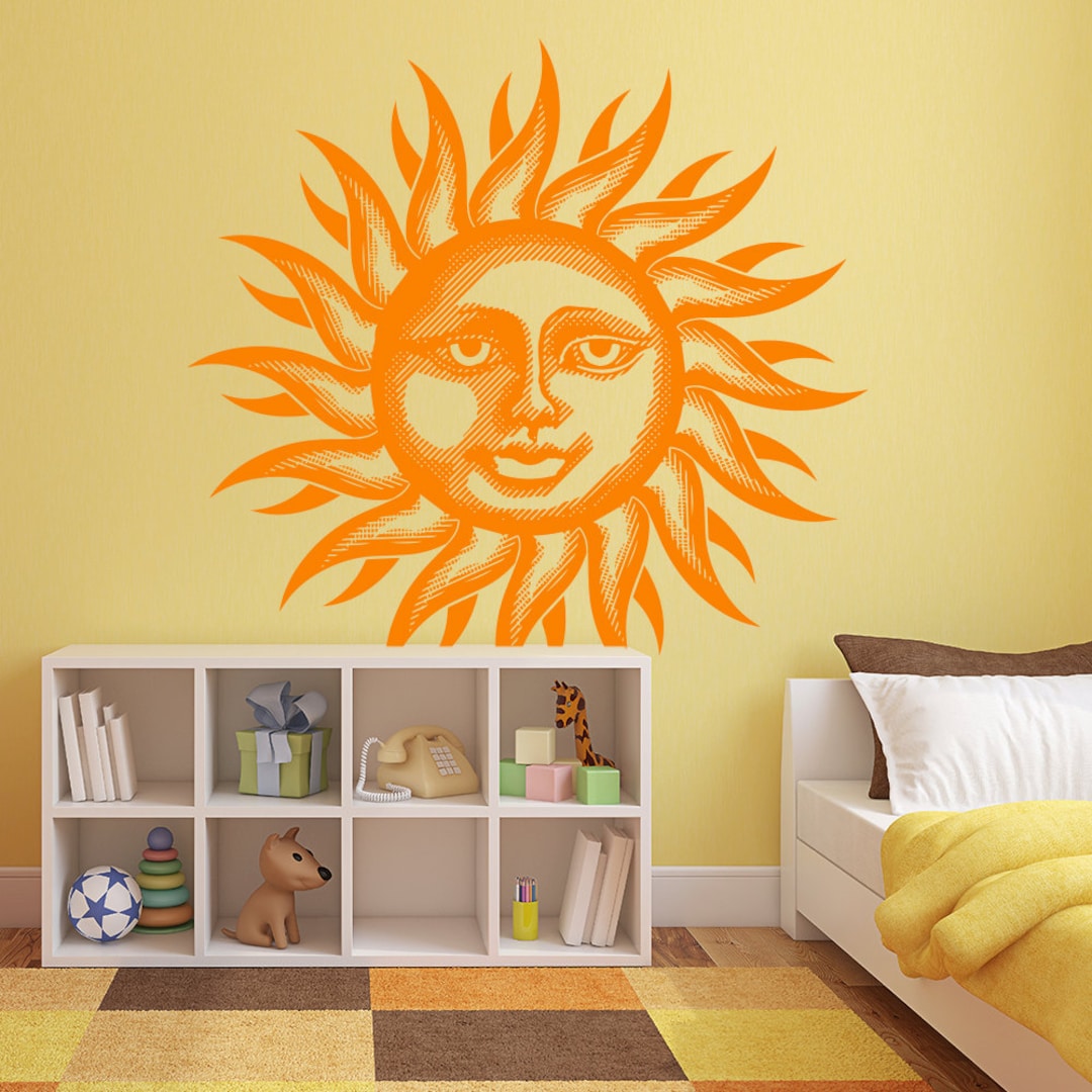 Smiling Sun Face Wall Decal, Home Decor, Removable Wall Art K654 Etsy