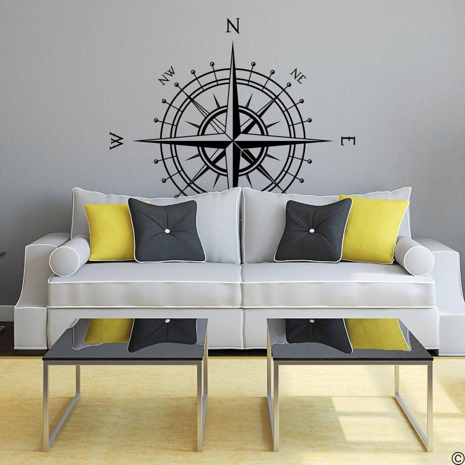 Compass Wall Decal "the Kip" for Walls, Ceilings and More K580 - Etsy