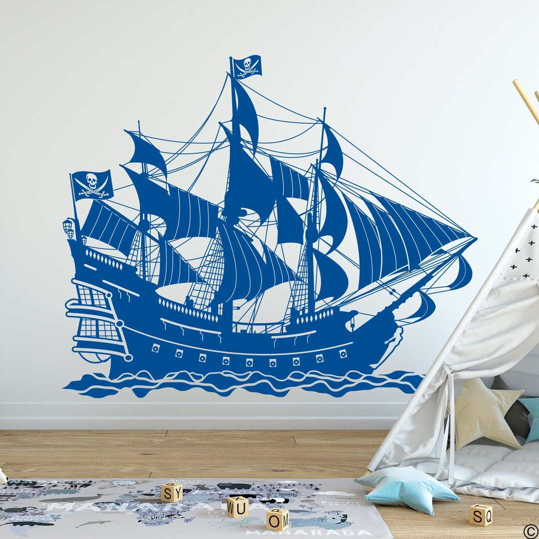 Pirate Ship Wall Vinyl Decal: Jolly Roger Removable Sticker K620 - Etsy