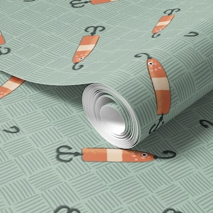 Peel-n-Stick Wallpaper, Fish Bait and Hook Pattern, printed with eco-friendly ink, self-adhesive and removable CM098
