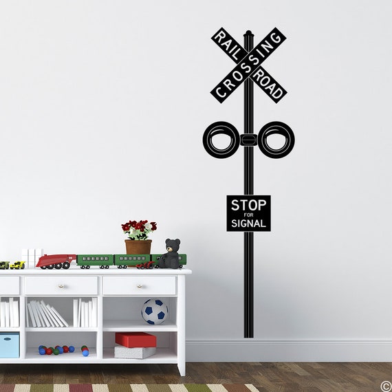 Railway Sign Wall Stickers Level Crossing Wall Stickers Kids Wall Stickers 
