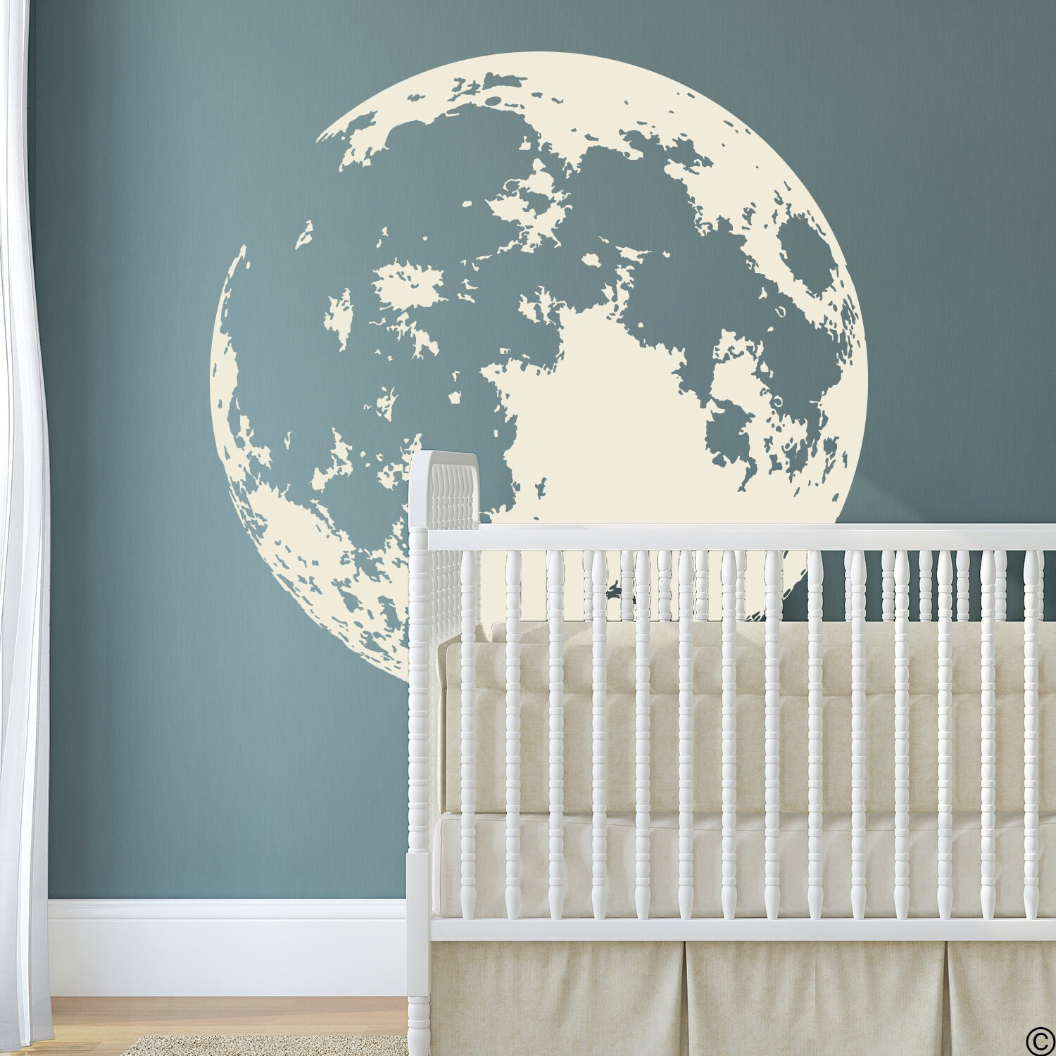 Full Moon Vinyl Wall Decal Perfect for Home Nursery and Etsy