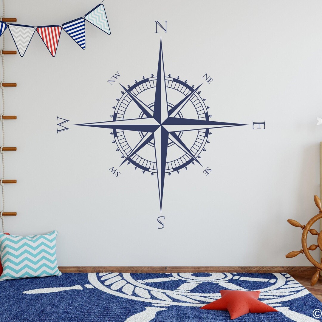 Compass Wall Decal "the Explorer" Fits on Walls, Ceilings, Tables and ...
