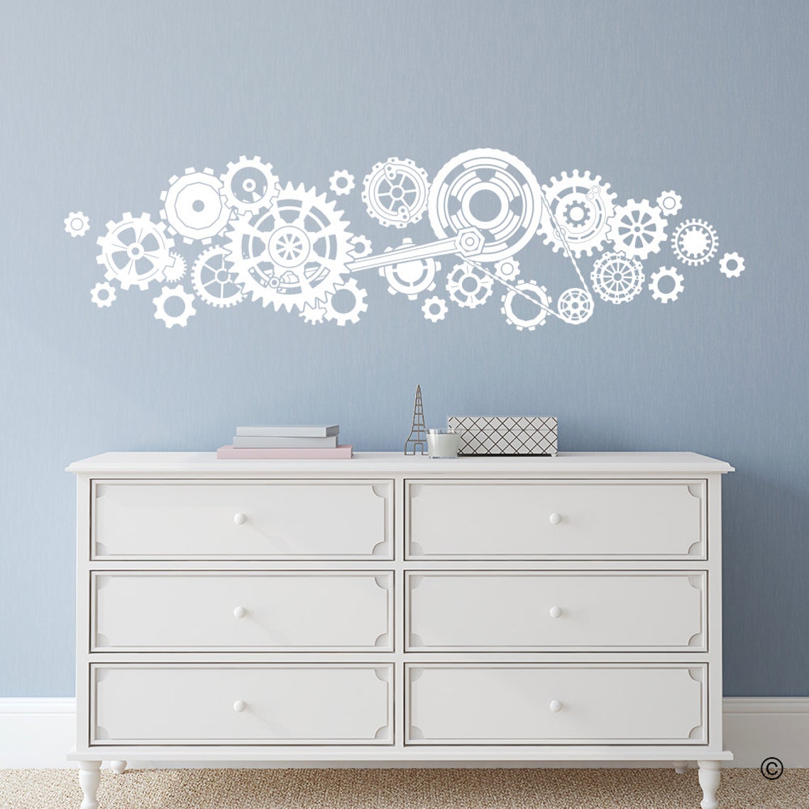 Steampunk Gears and Cogs Wall Decal removable home office Etsy