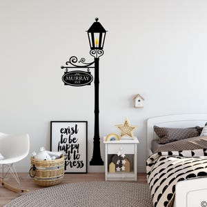 Gas Lamp Post Wall Decal with personalized sign K584