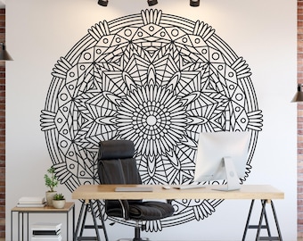 Zian Mandala Wall Decal: Removable Yoga Studio Art K803