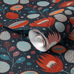 Peel-n-Stick Wallpaper, Painted Abstract Flower and Butterfly Pattern, printed with eco-friendly ink, self-adhesive and removable CM055