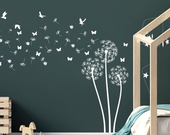 The Bella Dandelions with DIY Floating Seeds, Butterflies, Birds, and Ladybugs Wall Decal K842