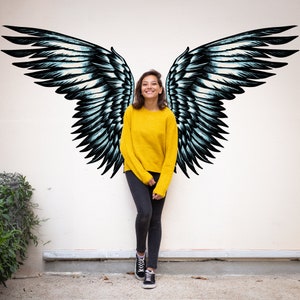 Photo Op Blue Angel Wings Wall Decal, Removable and Reposition-able ...