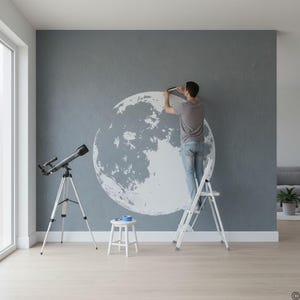 Full Moon Vinyl Wall Decal: Nursery, Halloween, Science Decor K739