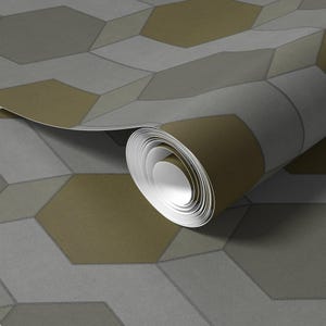 Peel-n-Stick Wallpaper, Geometric Hexagon Patchwork Pattern, printed with eco-friendly ink, self-adhesive and removable W056