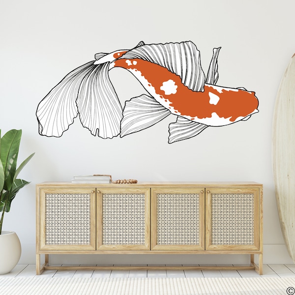 Koi Fish Wall Decal Etsy