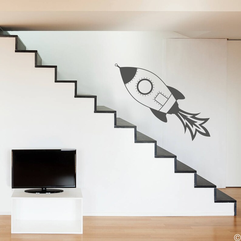 Rocket Ship Wall Decal for nursery kids room and more K696 Etsy