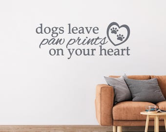 Paw Prints on Your Heart Vinyl Wall Decal - Dog Lover Decor L183
