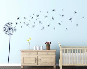 Dandelion "The Martha" Vinyl Wall Decal with 41 DIY floating seeds K577