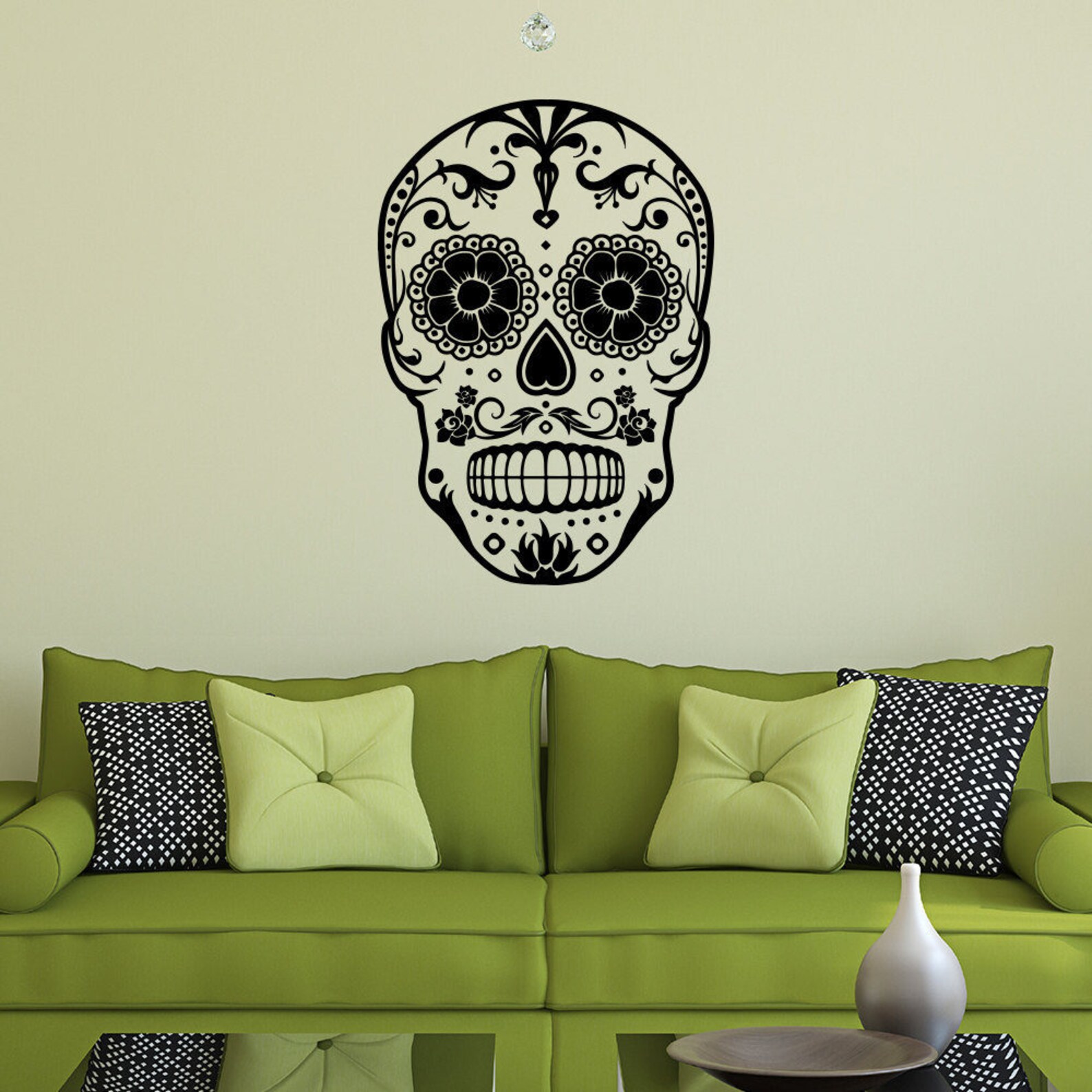 Sugar Skull With Mustache Vinyl Wall Decal Removable for Etsy