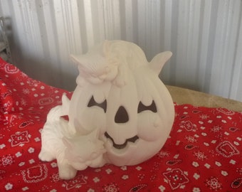 Vintage Pumpkin with 2 cats   Ready to Paint