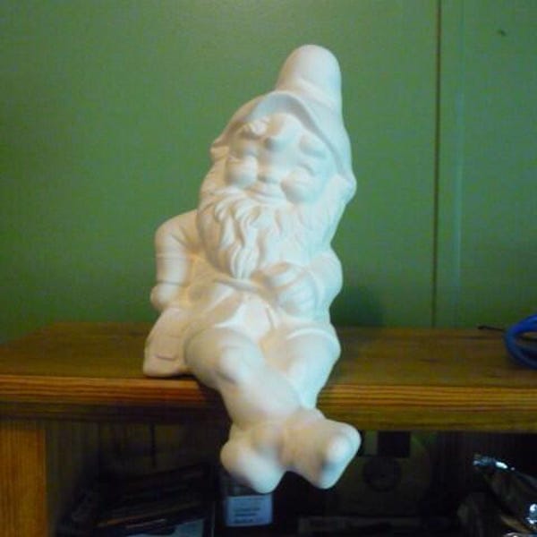Ready to Paint Ceramic Shelf Sitting Alberta Gnome