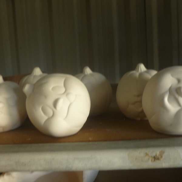 8 Pumpkins with Faces   Ready to Paint