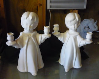 Ready to Paint Vintage Angel Candle Holders