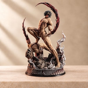 Statuetta di Eren Yeager, Titano Fondatore, alta 29 cm/12 pollici, ispirata all'anime Attack on Titan, in PVC, da collezione, ideale per l'esposizione in stile dark fantasy.