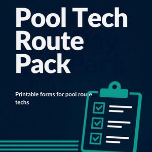 Pool Tech Route Stop-Sheet Pack Printable | Chem Log Work Order Invoice Agreement | Pool Service Forms US Letter