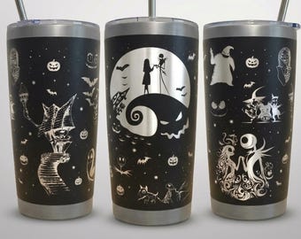 20 Oz Tumbler Wrap SVG PNG, Halloween Laser Engraving Design, Spooky Tumbler SVG, Gothic Halloween Cup Design, Digital Download