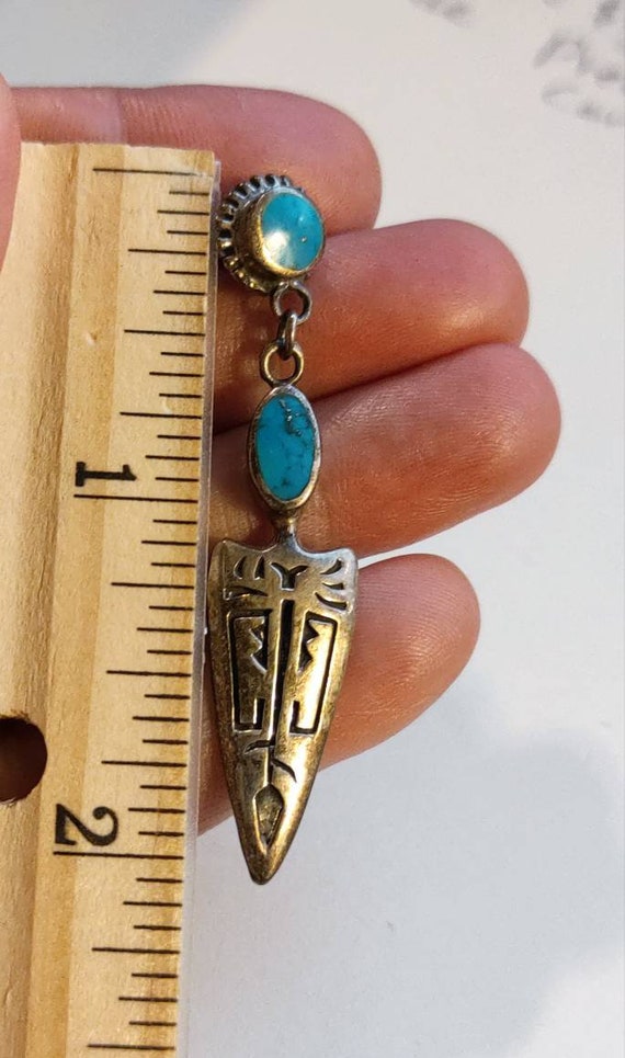 90's Mexico Arrowhead Hopi style sterling silver/… - image 10