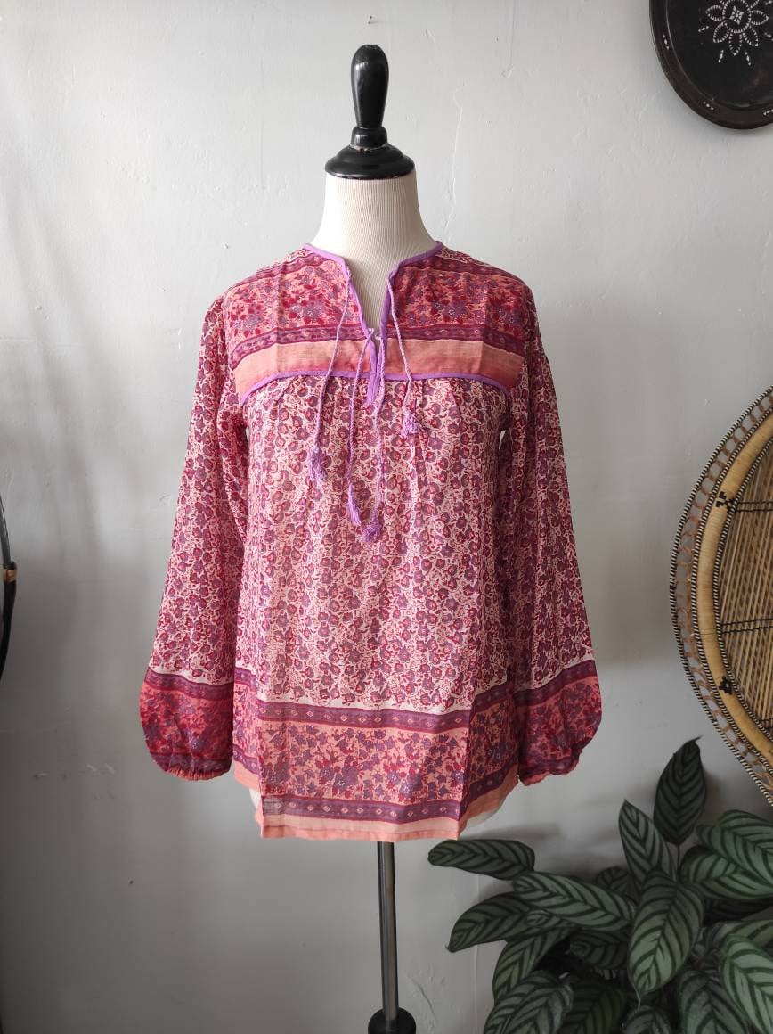 Vintage 70s Hippie Indian Gauze Tunic - Etsy Vintage 70s Hippie Indian Gauze Tunic - Etsy