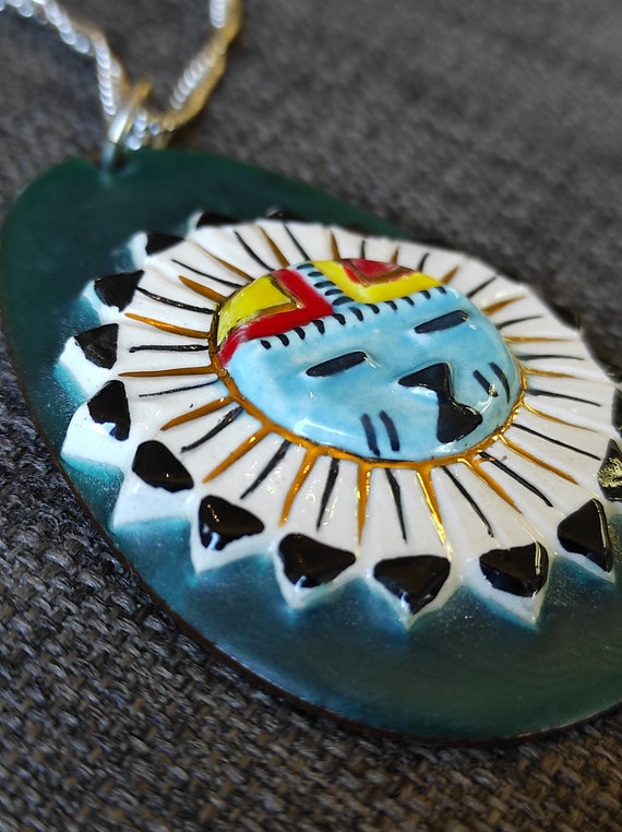 Native American copper and ceramic/hand painted S… - image 2