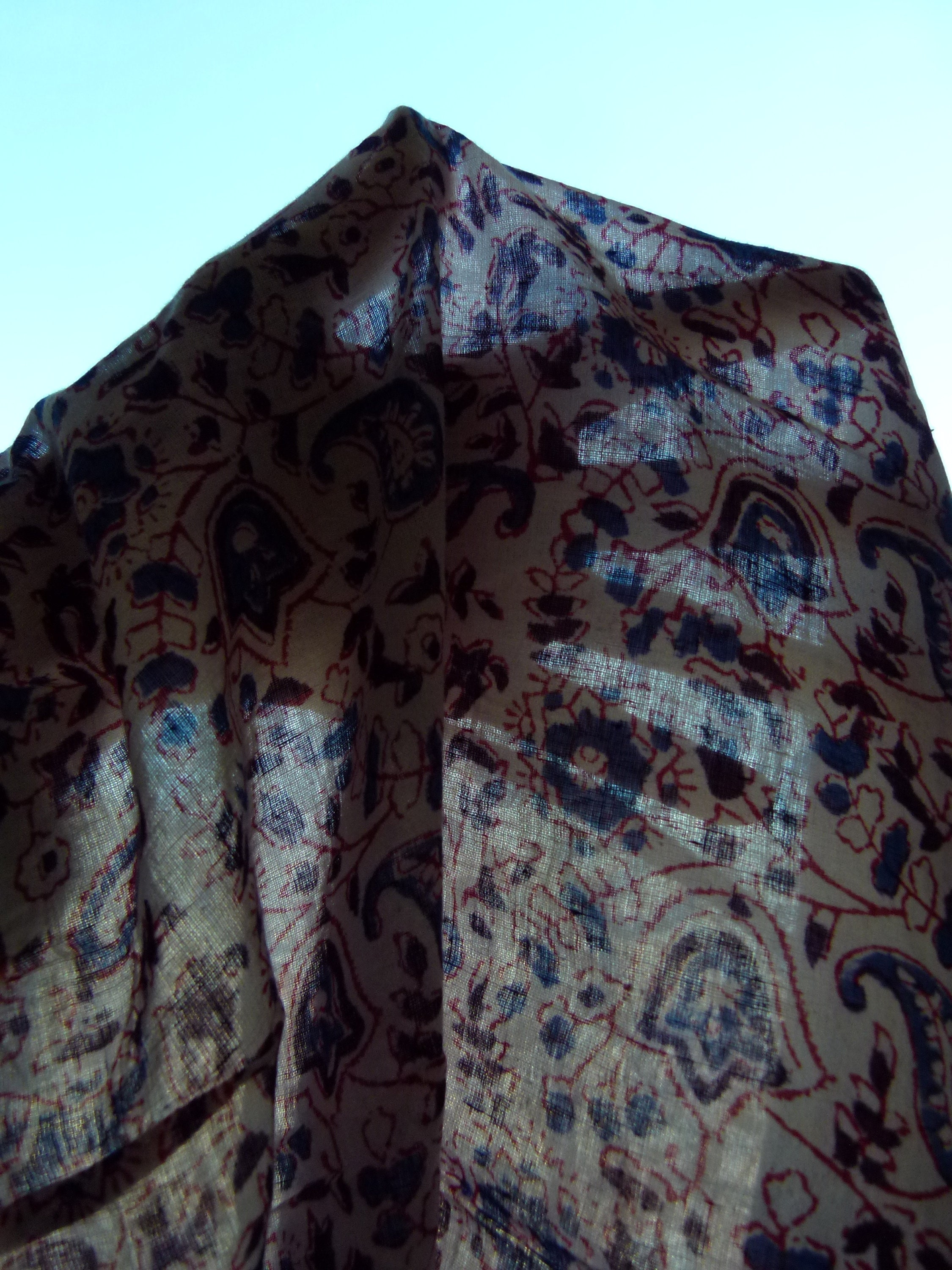 70's 80's Deadstock India Boho Floral Indigo Blue/purple