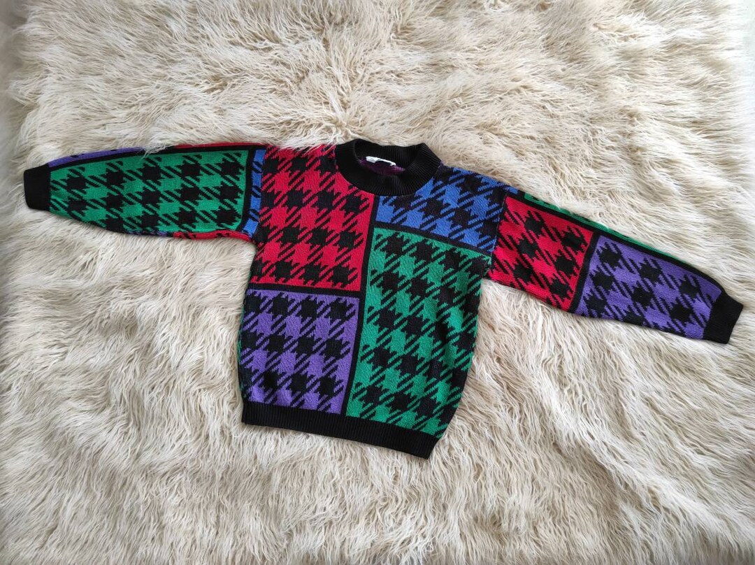 80's Super Cool Glamour Knit Gingham Pattern Etsy