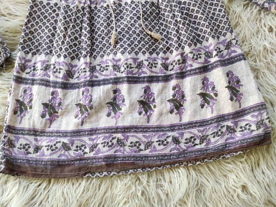 70's India Boho floral pink/brown/grey/tan block … - image 9