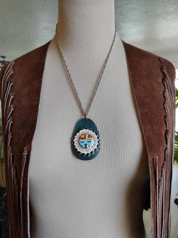 Native American copper and ceramic/hand painted S… - image 1