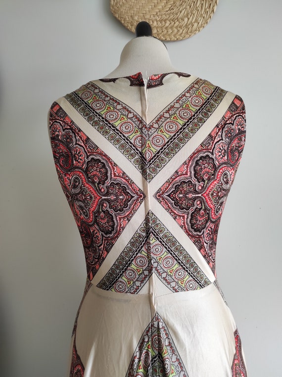 70's Mod cream/lime green/red/burgundy Bold geome… - image 5