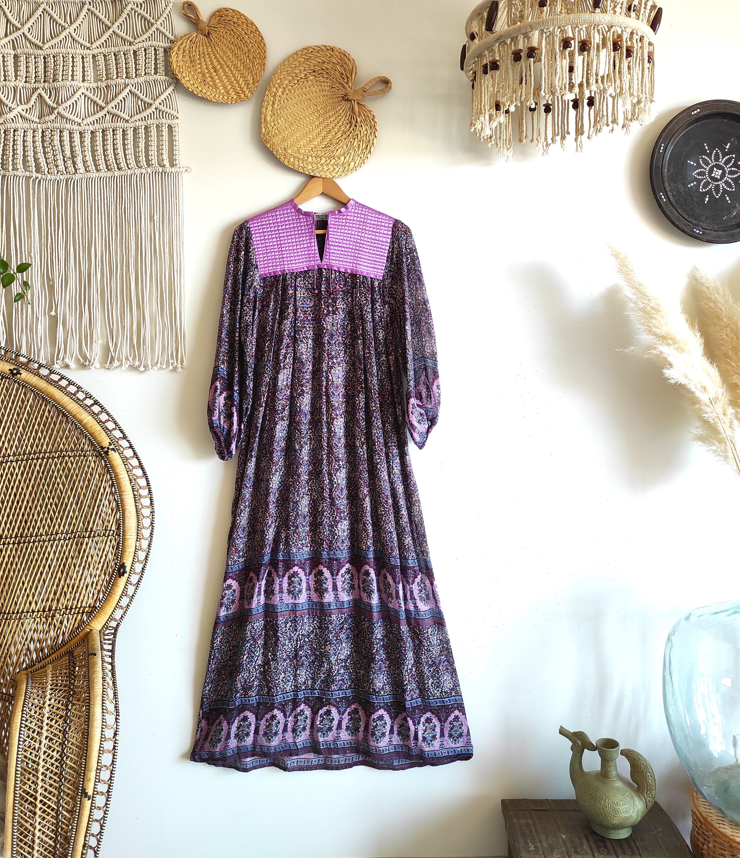 70s Gauze Maxi Dress - Etsy