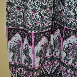 India Boho runway light breeze soft sheer cotton gauze grey pink floral Elephant block print plunging harem pants Jumpsuit dress S//L image 8
