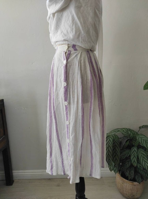 Vintage Zodiac Cotton Gauze Wrap Skirt: Pastel Pu… - image 8