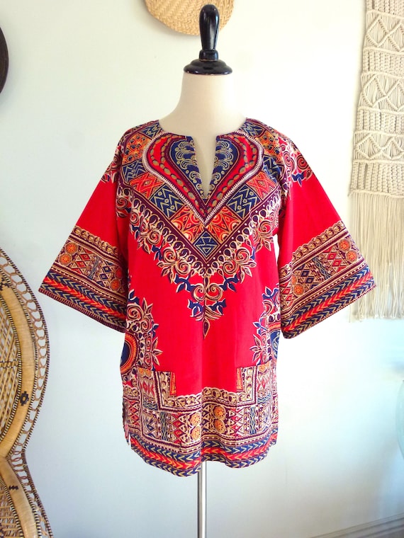 70's Pakistan//India Boho Red colorful Cotton Ethn