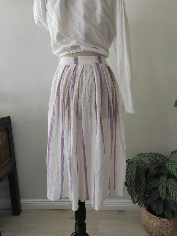 Vintage Zodiac Cotton Gauze Wrap Skirt: Pastel Pu… - image 9