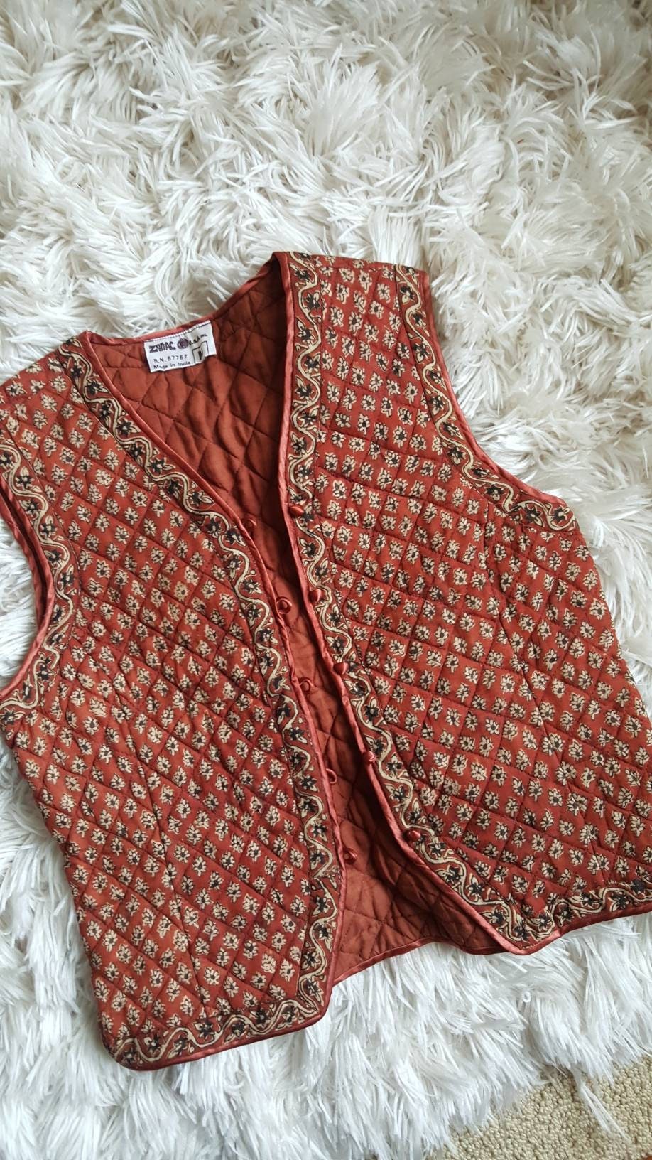 70's 80's India ZODIAC Boho NWOT Deadstock Rust Block Print