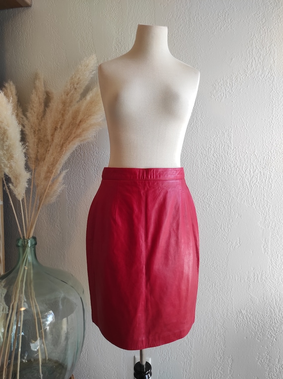 Mod St. John Collection Knee Length Genuine Red Soft Leather