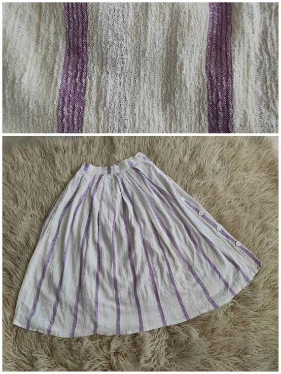 Vintage Zodiac Cotton Gauze Wrap Skirt: Pastel Pu… - image 3