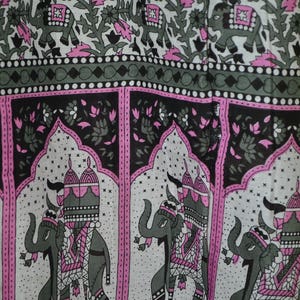 India Boho runway light breeze soft sheer cotton gauze grey pink floral Elephant block print plunging harem pants Jumpsuit dress S//L image 5