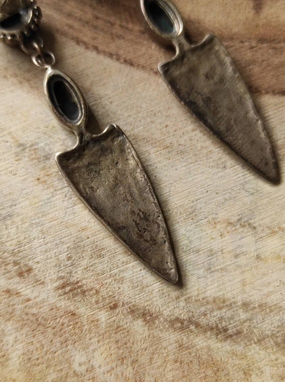 90's Mexico Arrowhead Hopi style sterling silver/… - image 6