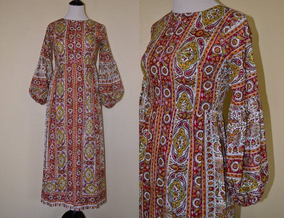 60's 70's India Sundeep colorful earthy paisley /… - image 1