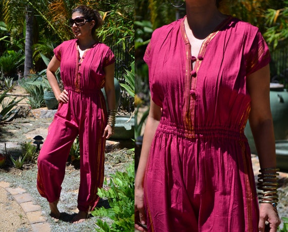 Vtg 80's India Deadstock Boho runway slouchy raspb