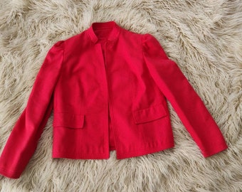 70's ILGWU Union Made Raspberry red long puffy sleeve formal blazer/jacket sz. 4-S