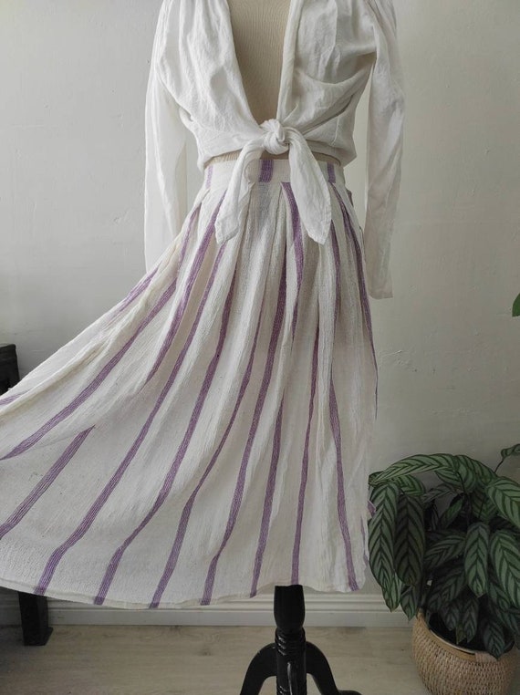 Vintage Zodiac Cotton Gauze Wrap Skirt: Pastel Pu… - image 1