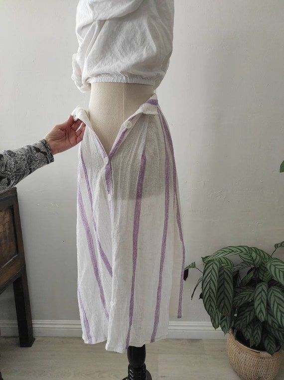 Vintage Zodiac Cotton Gauze Wrap Skirt: Pastel Pu… - image 7